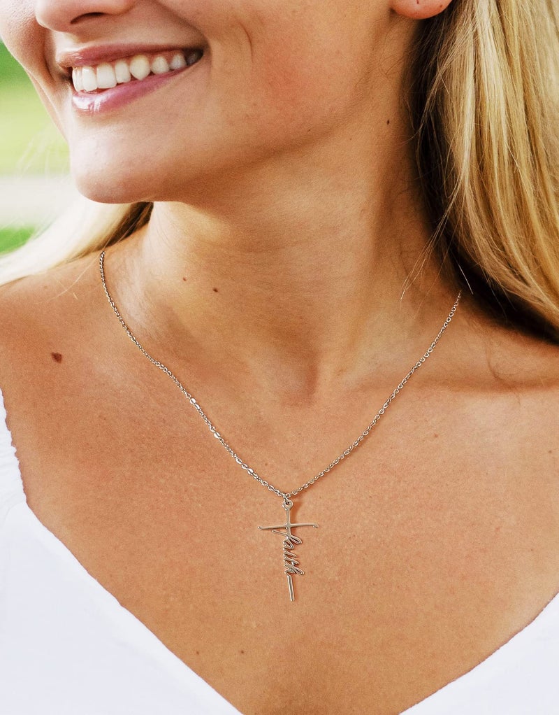 Lcherry Love Cross Pendant Necklace Stainless Steel Love Cross Necklace for Women - Image 2